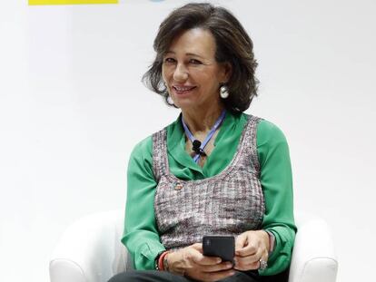 Ana Botín, durante su intervención en la conferencia sobre financiación del Acuerdo París.