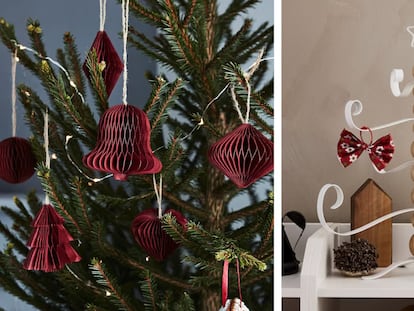 Detalle de dos de los adornos de la nueva colección de Navidad de Ikea para crear decoraciones bonitas y hogareñas. IKEA.