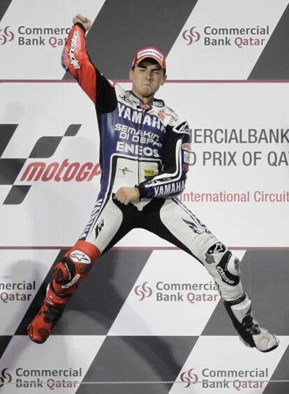 Jorge Lorenzo celebra su victoria en el Gran Premio de Catar
