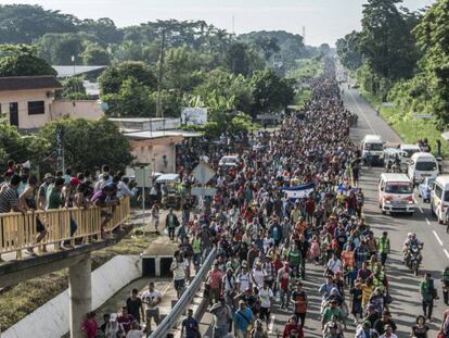 Caravana migrante de hondureños en México, en octubre pasado. 