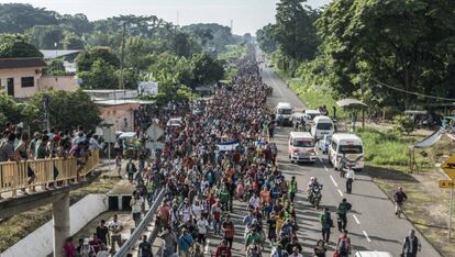 Caravana migrante de hondureños en México, en octubre pasado. 