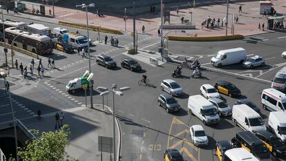 Imgen de la plaza Espanya de Barcelona.