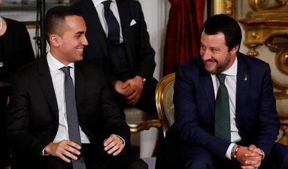Luigi Di Maio y Matteo Salvini este viernes en el Quirinal.