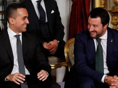 Luigi Di Maio y Matteo Salvini este viernes en el Quirinal.