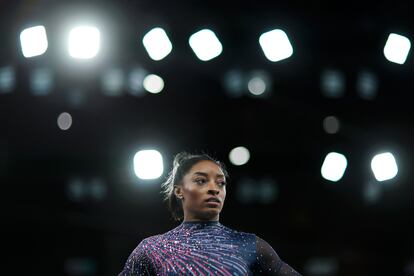 Simone Biles, el 25 de julio durante un entrenamiento en París. 