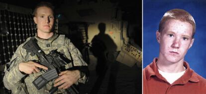 Soldados estadounidenses desplegados en Afganistán posan en la actualidad; a su lado, cómo eran el 11-S, una fecha que les cambió su vida y por la que terminaron combatiendo en Afganistán. El capitán Robert King, que ahora tiene 25 años, delante del vehículo acorazado antes de salir para una misión de la base operativa de Pasab en la provincia de Kandahar (Afganistán)