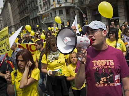 Manifestación contra los recortes en educación en Barcelona el pasado 10 de mayo.