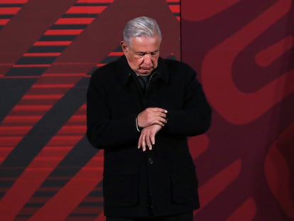 Andrés Manuel Lopez Obrador, durante su conferencia matutina, este jueves.