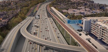 Recreación de la futura autopista SR 400, en el entorno de la ciudad estadounidense de Atlanta.