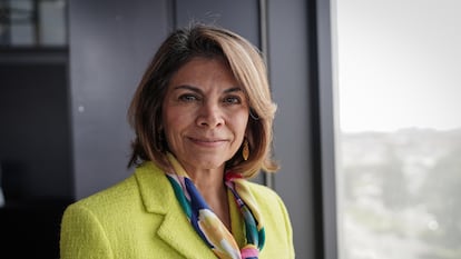 Laura Chinchilla, expresidenta de la República de Costa Rica, en la Cumbre Internacional de Sostenibilidad e Innovación Ambiental, en Bogotá, Colombia, el 23 de agosto de 2023.