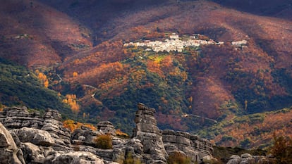 Panorámica otoñal del pueblo de Parauta.