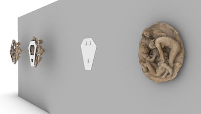 Ilustración del escaneo 3D de Bacchanal utilizado para diseñar su soporte antes de su fabricación.