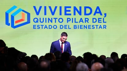 El presidente del Gobierno, Pedro Sánchez, en el foro 'Vivienda, quinto pilar del Estado del Bienestar'.