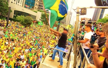 Alexandre Frota, durante uma manifestação pelo impeachment de Dilma Rousseff.