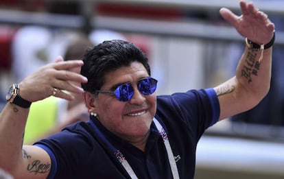 Diego Armando Maradona, durante el Francia-Argentina.