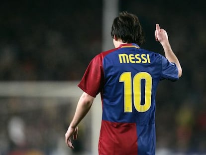 Messi, en el Barça-Bayern de la temporada 2008-2009.
