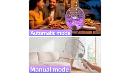 Matamoscas eléctrico sobre fondo blanco.