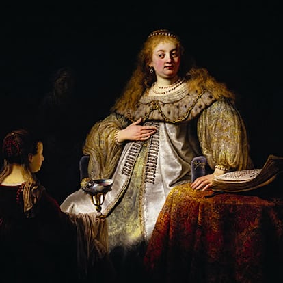 El Museo del Prado sólo cuenta entre sus fondos con una tela de Rembrandt, 'Artemisia', una obra realizada en 1634 y sujeta a dos interpretaciones. Una sostiene que podría tratarse de una representación de la reina Artemisia al recibir las cenizas de su esposo, el rey Mausolo, mientras que otra lectura sugiere que sería la aristócrata cartaginesa Sofonisba y que la copa contendría el veneno que había de matarla. Se considera que el autor utilizó a su mujer Saskia como modelo.