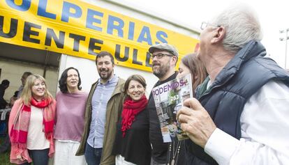 Dirigentes de Podemos, Anova y Esquerda Unida, en Santiago en 2016.