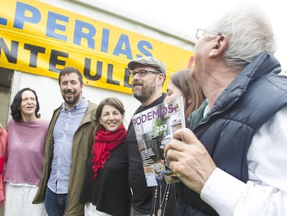 Dirigentes de Podemos, Anova y Esquerda Unida, en Santiago en 2016.