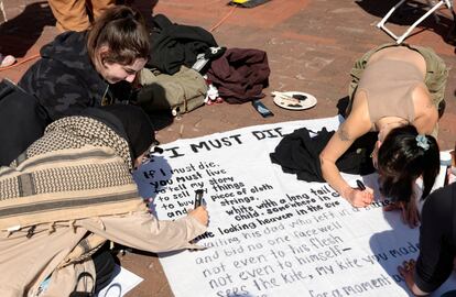 University of Michigan students at a rally against the war in Gaza on April 25.