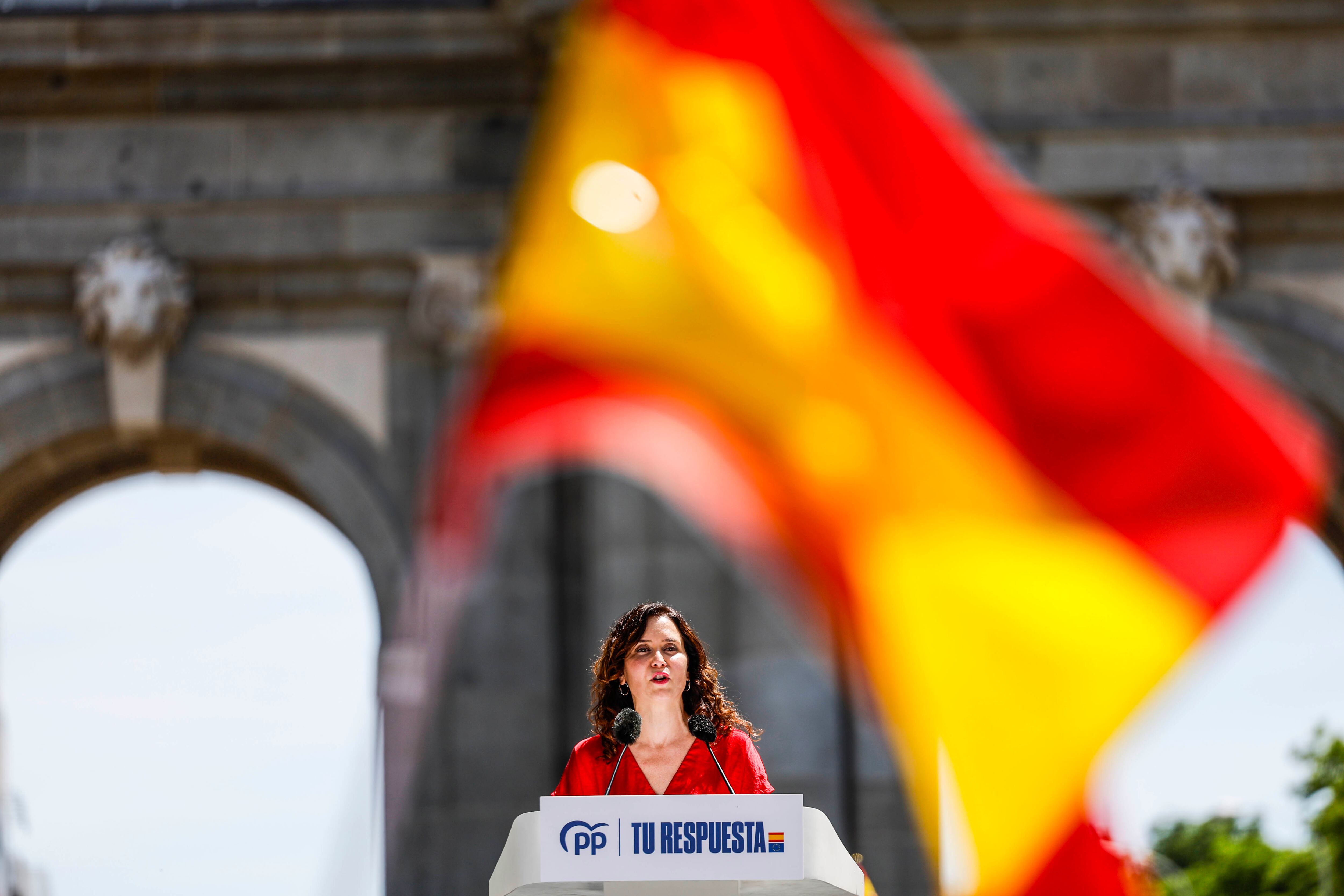 La presidenta de la Comunidad de Madrid, Isabel Díaz Ayuso, en un momento de su intervención.