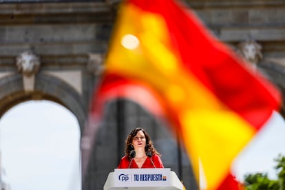 La presidenta de la Comunidad de Madrid, Isabel Díaz Ayuso, en un momento de su intervención.