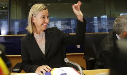 La nueva responsable de la diplomacia europea, la ministra italiana de Exteriores Federica Mogherini, el martes en una reuni&oacute;n ministerial en Bruselas