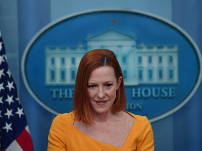 La portavoz de la Casa Blanca, Jen Psaki, este martes en la Casa Blanca durante la rueda de prensa diaria.