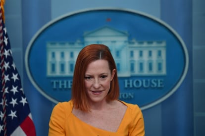 La portavoz de la Casa Blanca, Jen Psaki, este martes en la Casa Blanca durante la rueda de prensa diaria.