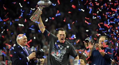 Tom Brad, tras ganar la Super Bowl.