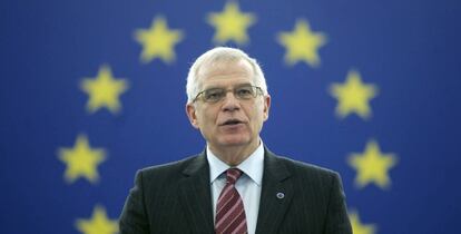 El ministro de Asuntos Exteriores, Josep Borrell, durante un discurso en el Parlamento Europeo.