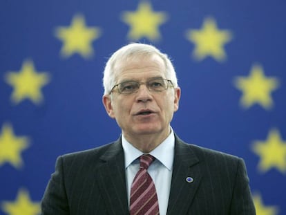 El ministro de Asuntos Exteriores, Josep Borrell, durante un discurso en el Parlamento Europeo.