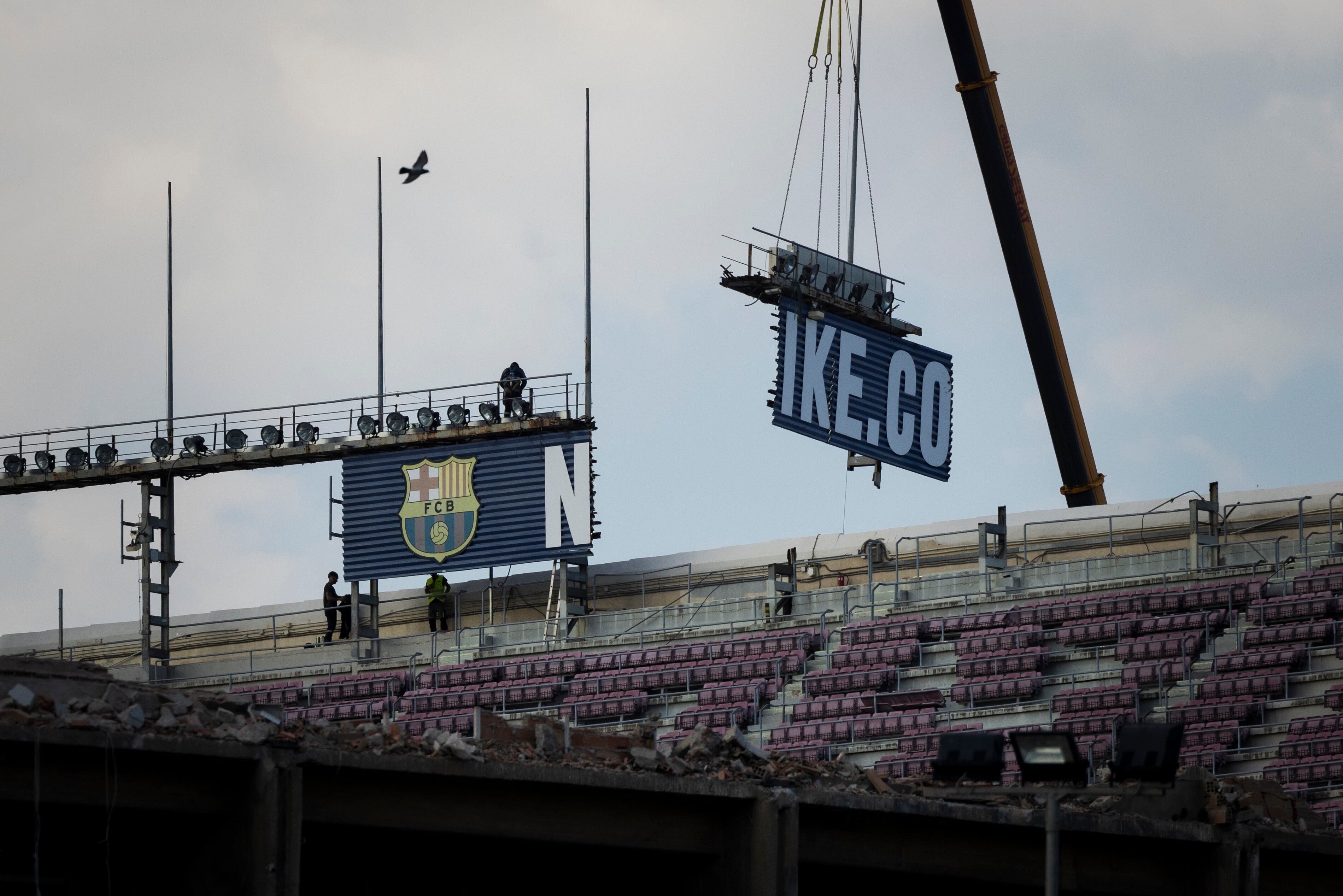 Imagen de las obras de remodelación del Spotify Camp Nou, el pasado mes de junio.