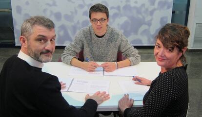 Íñigo Errejón junto a Óscar Urralburu y María Giménez, en un imagen de archivo.