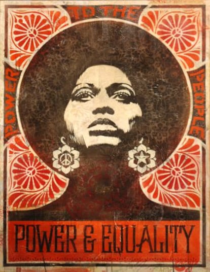 Cartel de Shepard Fairey a partir de una fotograf&iacute;a de Angela Davis.