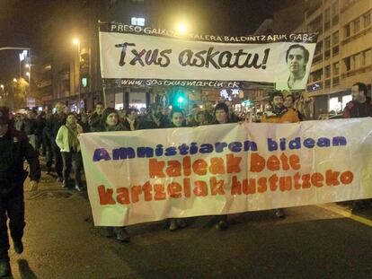 Manifestación a favor de la amnistía de presos