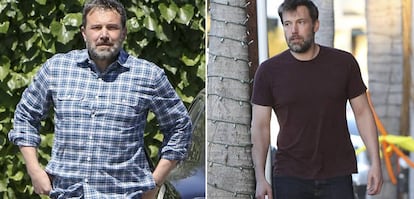 El actor Ben Affleck y, la derecha, hace menos de un año.