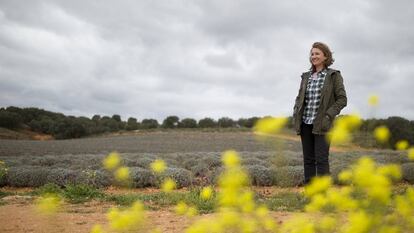 Francisca Muñoz, en su campo de lavanda en Ossa de Montiel (Albacete).