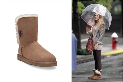 La actriz Blake Lively es fiel a sus UGG Bailey Button Chestnut para sus paseos por las calles de Nueva York