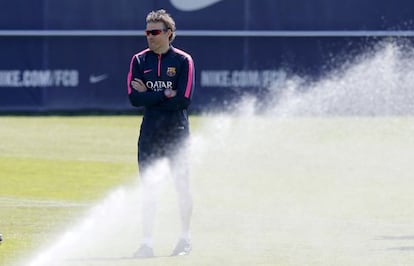 Luis Enrique, en un entrenamiento en la ciudad deportiva.