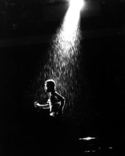 Mick Jagger, en un momento de la actuación de The Rolling Stones en Madrid en 1982.