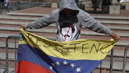 Simpatizantes del presidente de la Asamblea Nacional de Venezuela, Juan Guaidó, se reunieron ayer en Caracas.