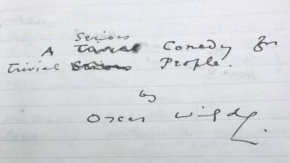 Primera página del manuscrito de 'La importancia de llamarse Ernesto', en la George Arents Collection (The New York Public Library).