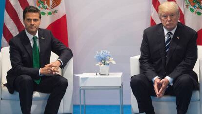  Pe&ntilde;a Nieto y Trump, en julio en Alemania. 