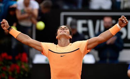 Nadal celebra su victoria ante Kyrgios.