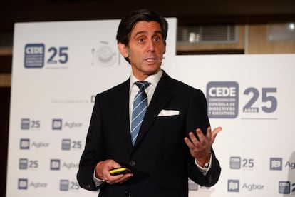 José María Álvarez-Pallete, durante su participación en un acto organizado por la Fundación CEDE.