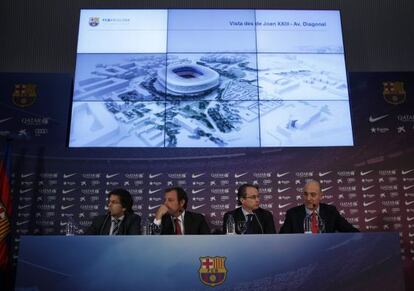 Sandro Rosell, Xavier Faus, Toni Freixa y Jordi Moix