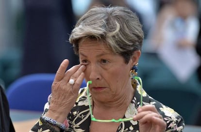 Viviane Lambert tras la decisión del Tribunal de Estrasburgo.