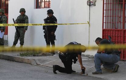 La escena del crimen en Acapulco, Guerrero. 